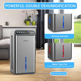 Dehumidifier for Basement (85 OZ, 800 sq ft) Quiet Dehumidifiers for Home, Auto Shut-Off, Sleep Mode, 3 Gear Timer(8H