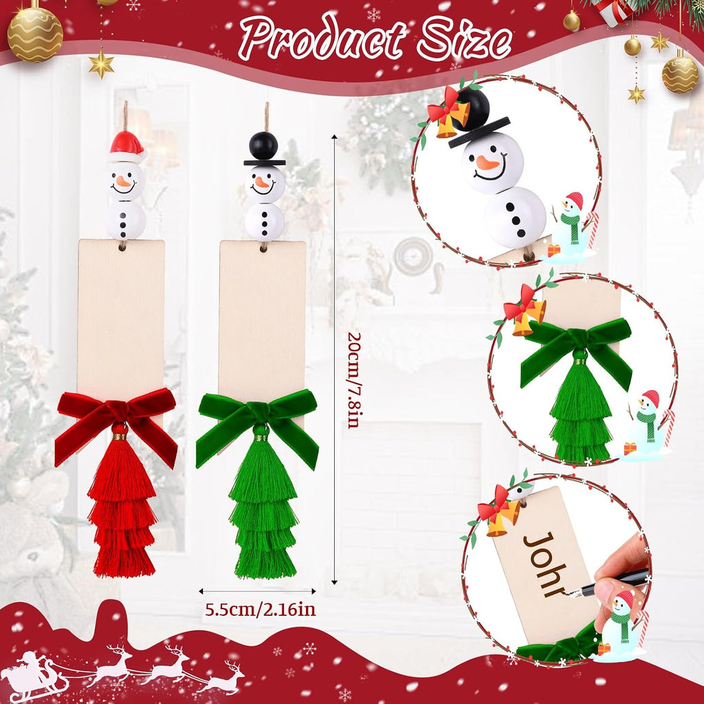 Christmas Stockings 18 Inch Cable Knit Stockings with Personalized Snowman Name Tags, Red and White Large Xmas - Set of 6