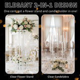4PCS 5 Arm Candelabra,Clear Centerpiece for Table,Acrylic Centerpiece Stand,Acrylic Candle Holdertmas