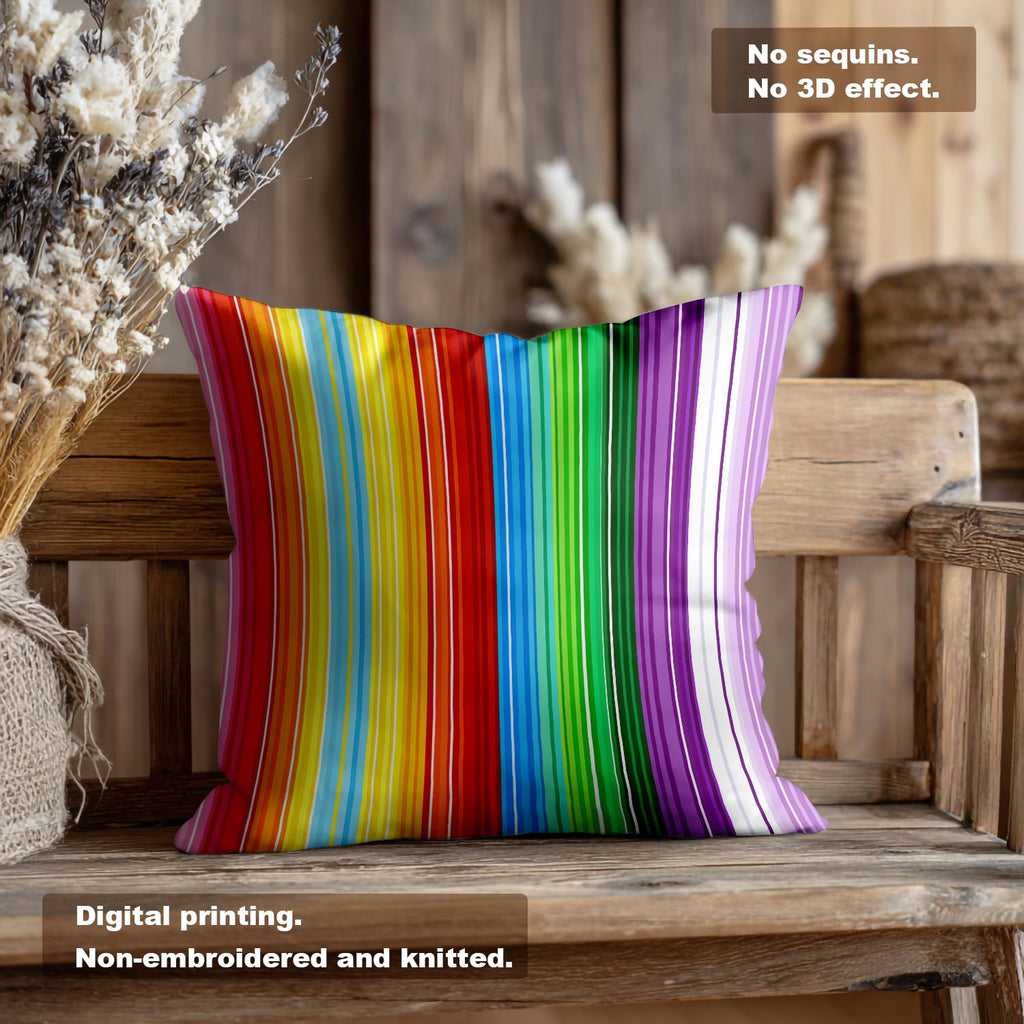 Colored Lines Throw Pillow Covers, Abstract Rainbow Curved Stripes Color Line Cushion Cover Digital Blended Hidden