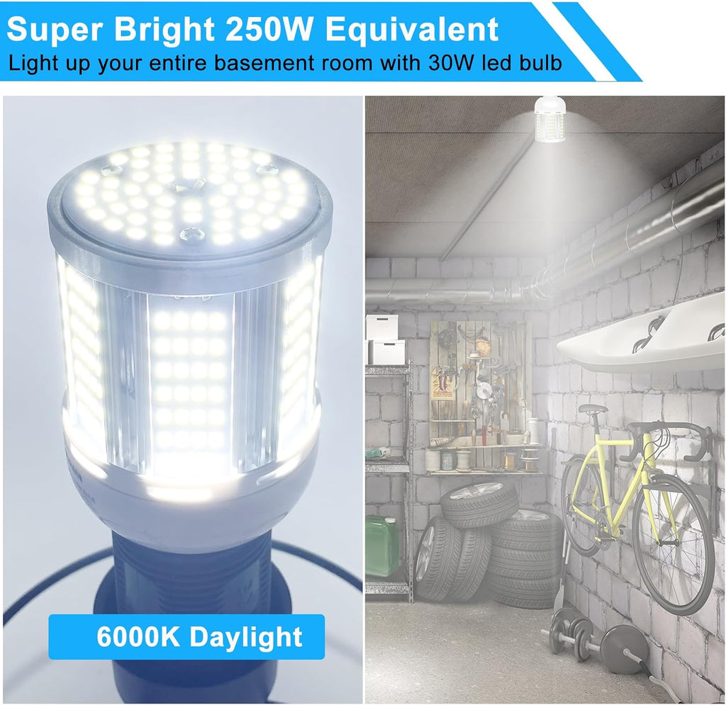 2 Pack 200W Equivalent Led Corn Light Bulb, 3600 Lumen 6000K Daylight 30W LED Corn Lamp, E26/E27 Medium Base
