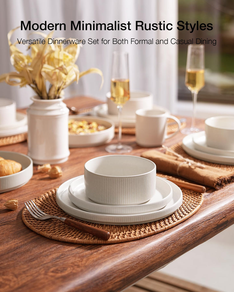 Star Stoneware Dinnerware Sets for 8, Reactive Glaze Plates, Bowls