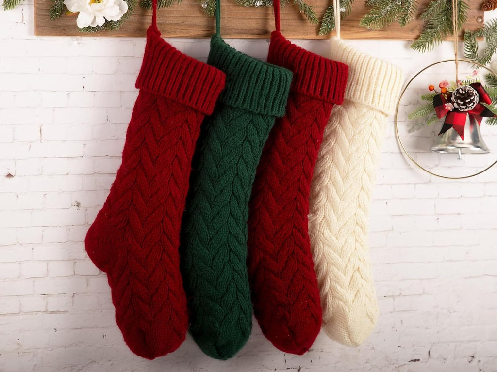 Inch Christmas Stockings, 6 Pack Large Cable Knit Xmas Decor - Set of 6