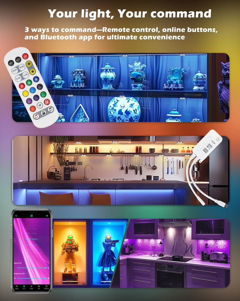 Smart RGB Puck Lights, 6-Pack 12V Wired Display & Shelf LED Kit