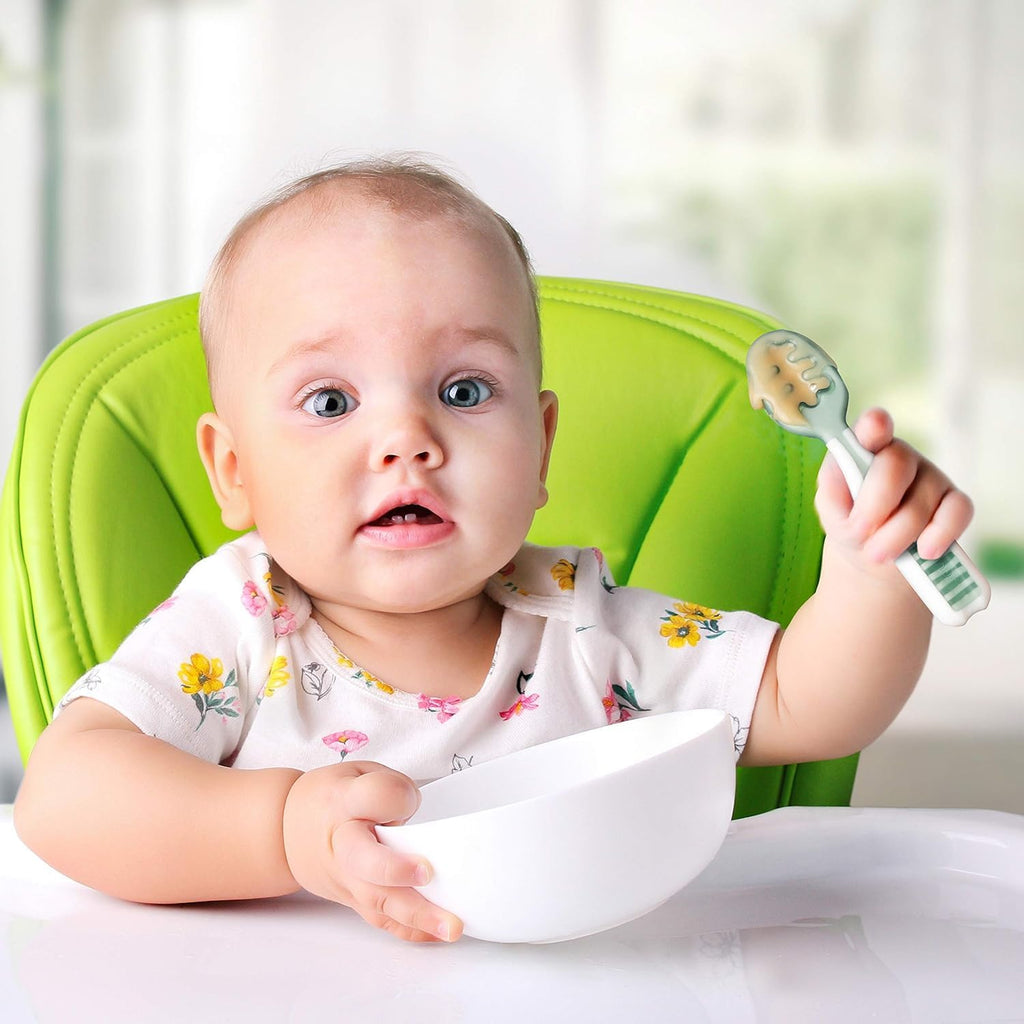 Baby Spoons Self Feeding 6 Months, Pack Blue/Orange