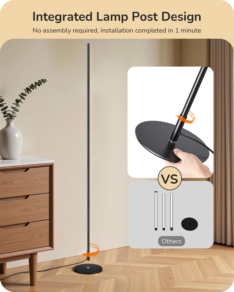 2 Pack 57.5" Floor Lamp with Remote, Dimmable & 7 CCT Adjustable