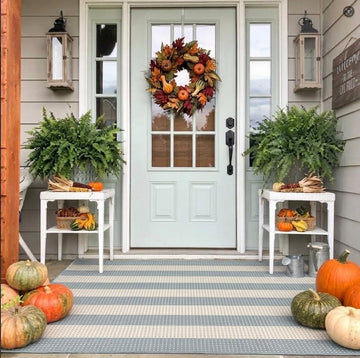 Coastal Outdoor Patio Rug Washable Striped Front Porch Mat
