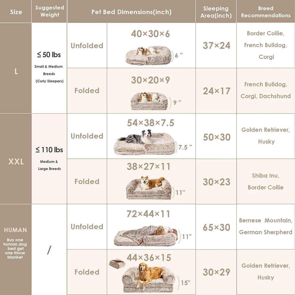 Foldable XXL Dog Bed for Large Sized Dog - 54x38x7.5, Faded Brown