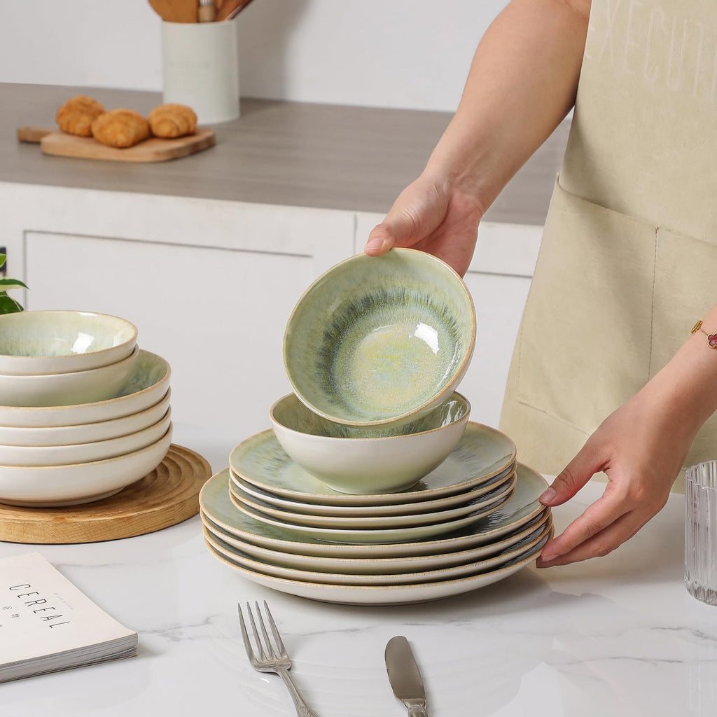 Ceramic Plates and Bowls Sets for 4,16 pcs Dinnerware sets