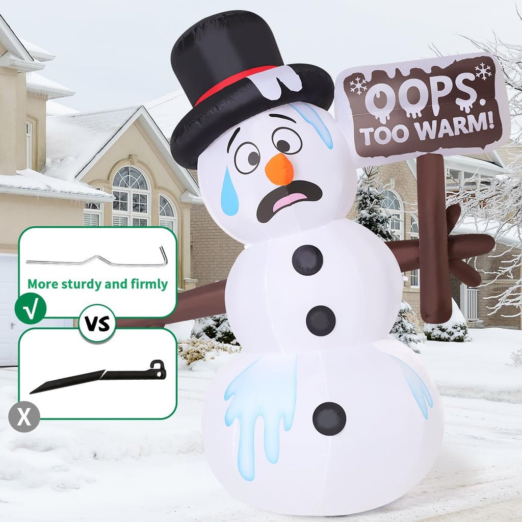 7.2 FT Christmas Inflatables Outdoor Decorations Inflatable Melt Snowman Blow Ups with Built-in LEDs for Yard Party