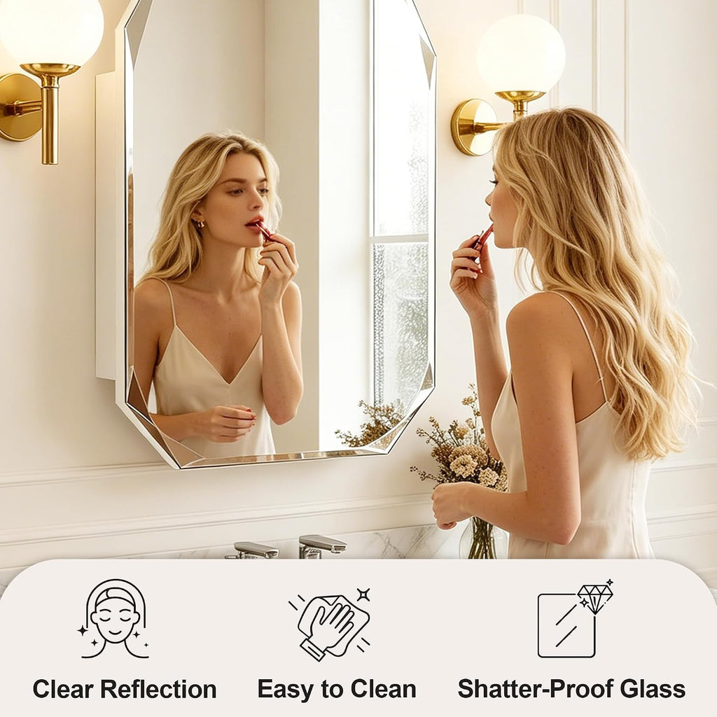 Luxury Diamond Frameless Medicine Cabinets , 30x21 Inch | Modern Bathroom Medicine Cabinet, Recessed medicine cabinet
