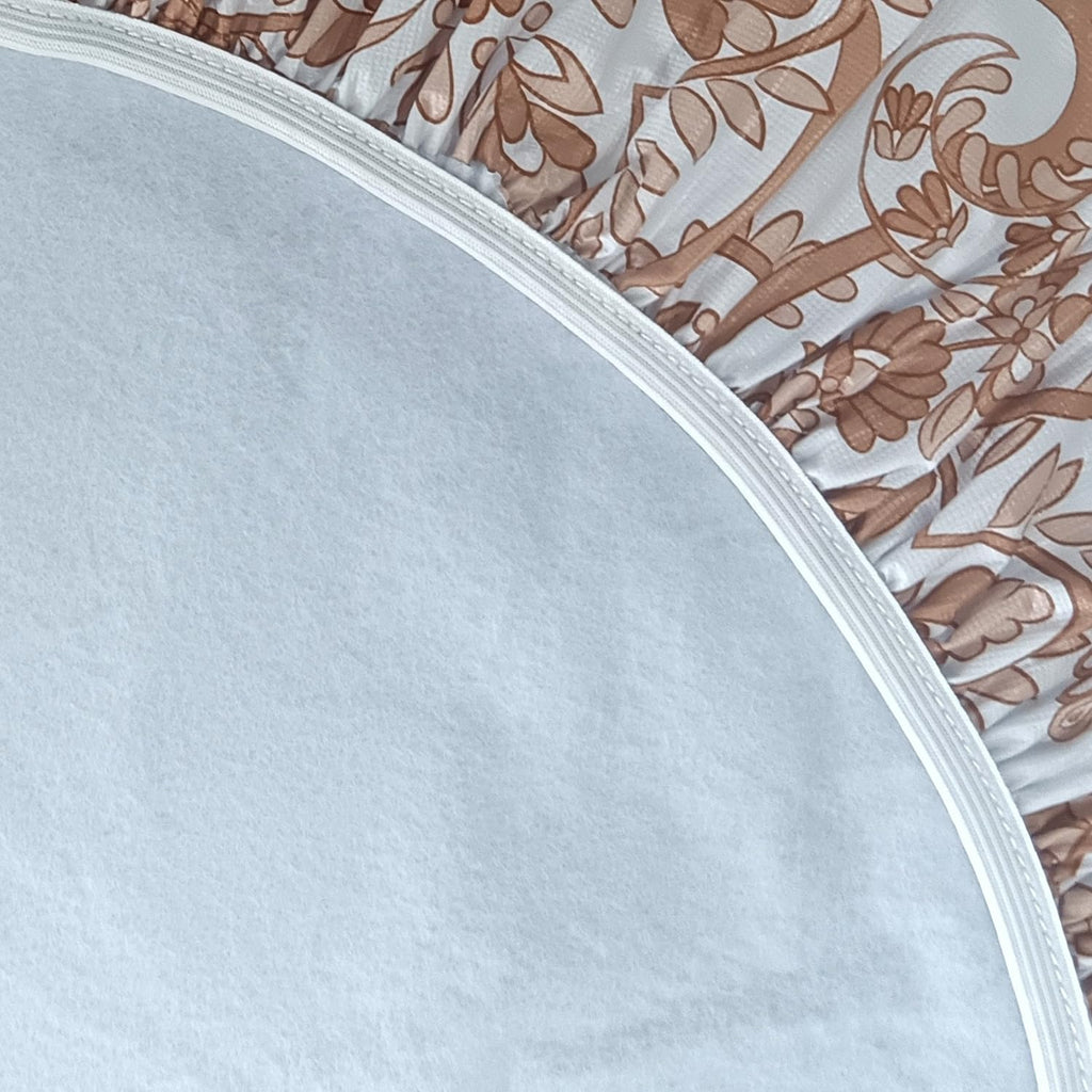 Luxury Paisley Round Vinyl Tablecloth with Flannel Backing - Waterproof, Oilproof, Wipeable Dining Table Cover for