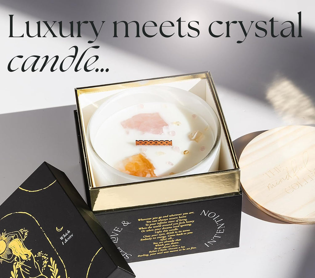 Large Crystal Candles for Women - 12oz Soy Candles that Crackle. Scented, Non-Toxic, Luxury Aromatherapy. - Set of 12