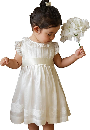 Vintage Toddler Girl White Lace Heirloom Dress Birthday Party Outfit 12M