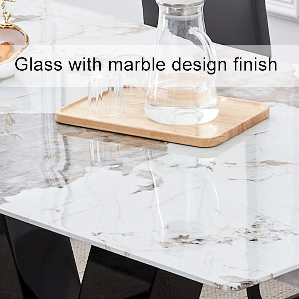 Marble Dining Table,Modern Dining Room Table with Golden Stainless Steel Base,Marble Kitchen Table for 8 People,71''