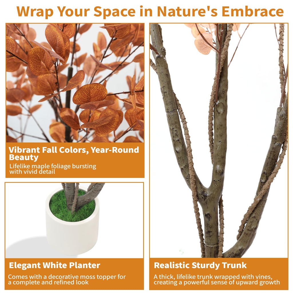 Artificial Fall Eucalyptus Tree 5FT, Indoor Outdoor Faux Tree