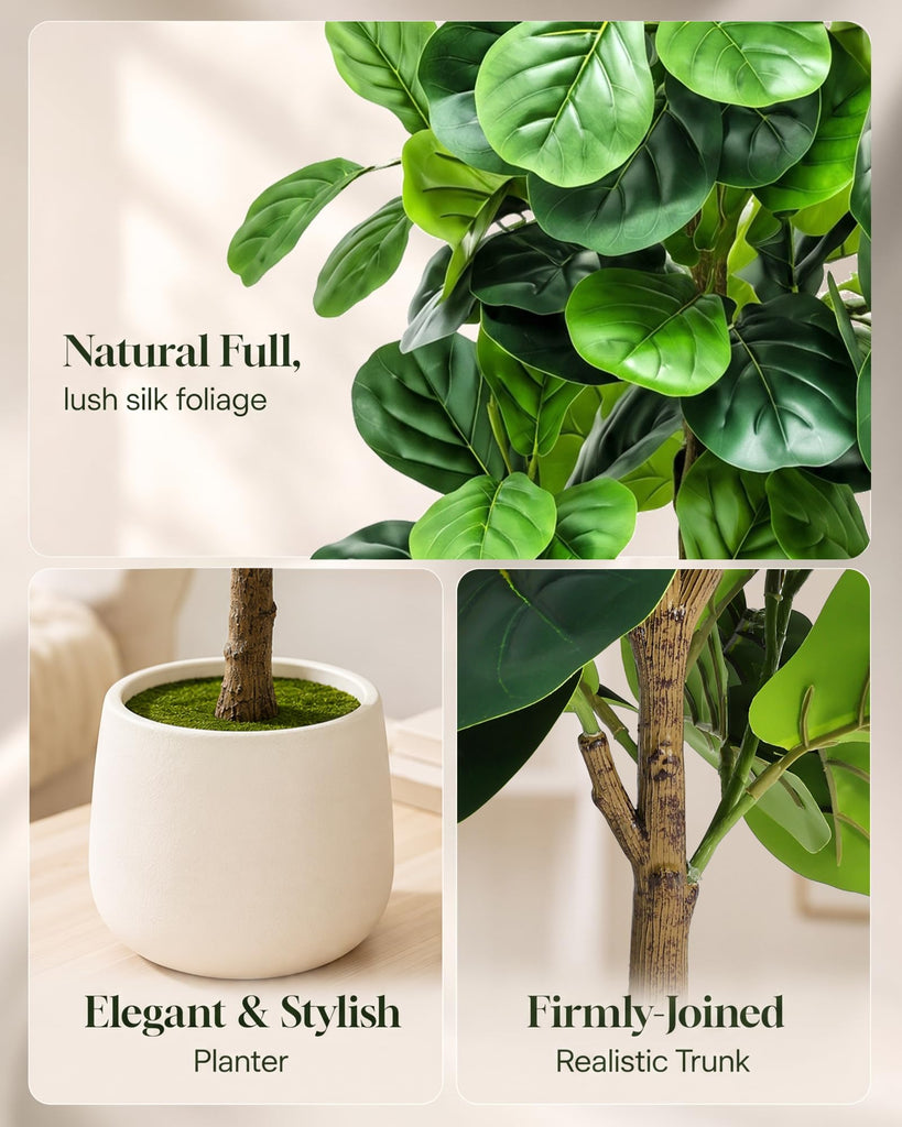 6Ft Artificial Fiddle Leaf Fig Tree Tall Fake Plants Indoor Faux Trees