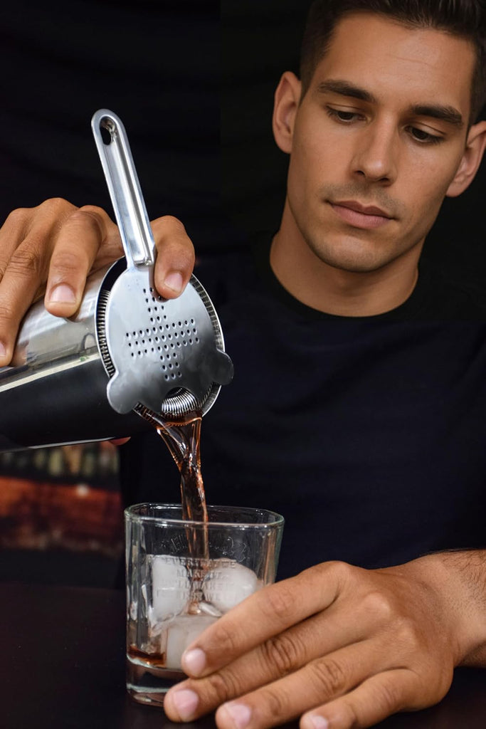 Cocktail Strainer Set Stainless Steel Bar Tools with Stirring Spoon - Hawthorne, Julep, Fine-Mesh and Jigger - Set of 5
