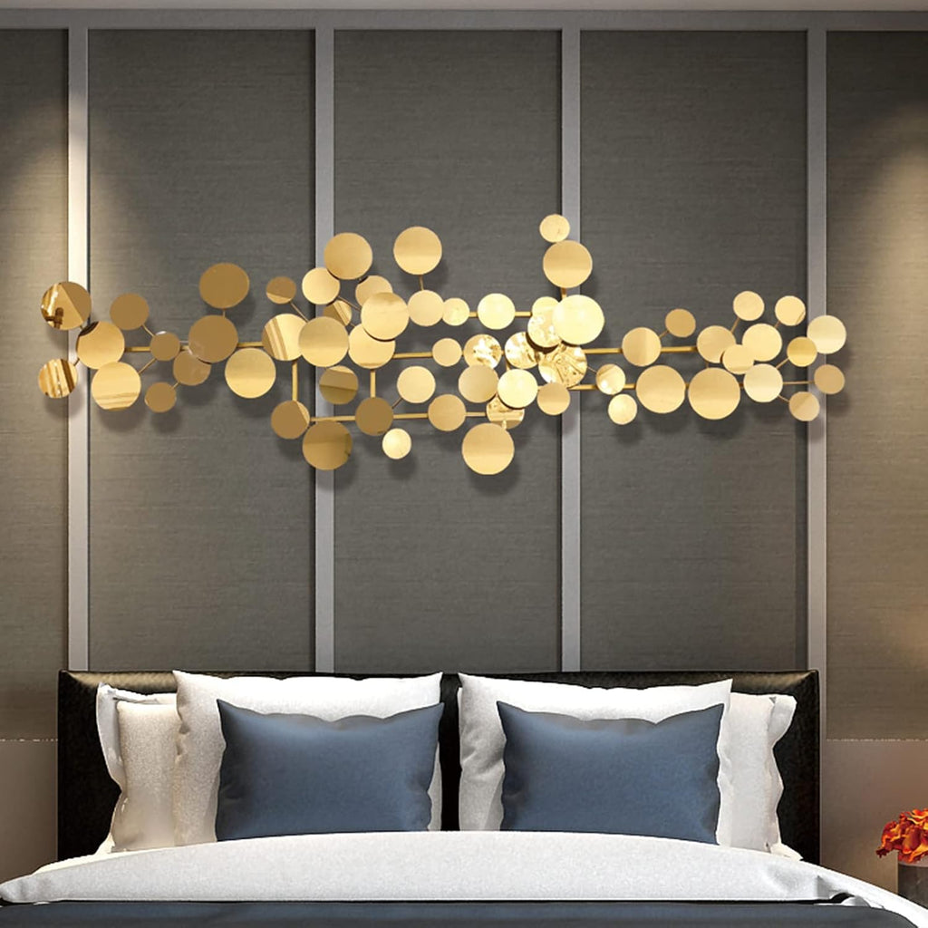 Modern Metal Wall Art | 3D Geometric Sculpture 59"×20" | Gold Luxury Wall Decor Accent, Indoor Use, Hanging Kit