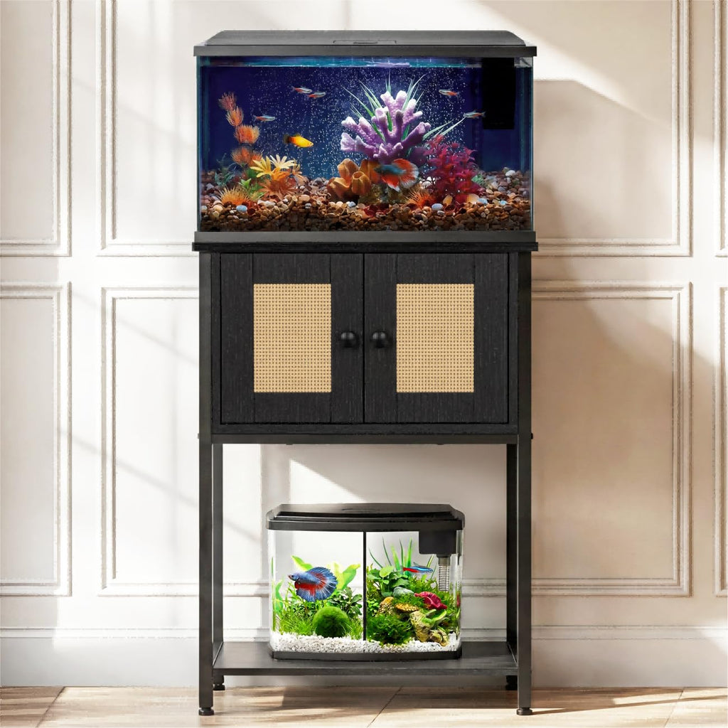 5-10 Gallon Fish Tank Stand with Cabinet, 350 LBS Capacity
