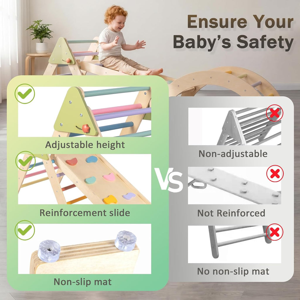Foldable Triangle Climbing Toy with Slide for Toddlers 1-3