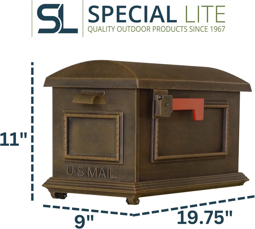 Traditional Curbside Mailbox - Copper Aluminum Mailbox for Post Mount