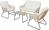 4 Pieces Outdoor Patio Furniture Set,Patio Conversation Set,Rattan Wicker Bistro Sets with Loveseat Chairs and