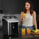 Nugget Ice Maker Countertop with Soft Chewable Ice, Portable Sonic Ice Maker with Basket and Scoop, Removable Top