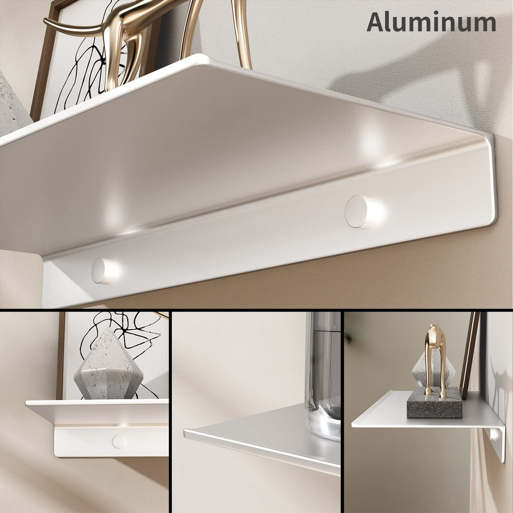 20 inch Floating Shelf for Wall Organizer & Storage, Display Shelf, Metal Wall Shelf (Silver)
