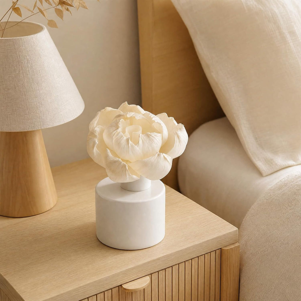Flower Reed Diffuser Sticks Set, Assorted White Handmade Sola Wood Flowers Fragrance, Bathroom Aromatherapy & - Set of 7