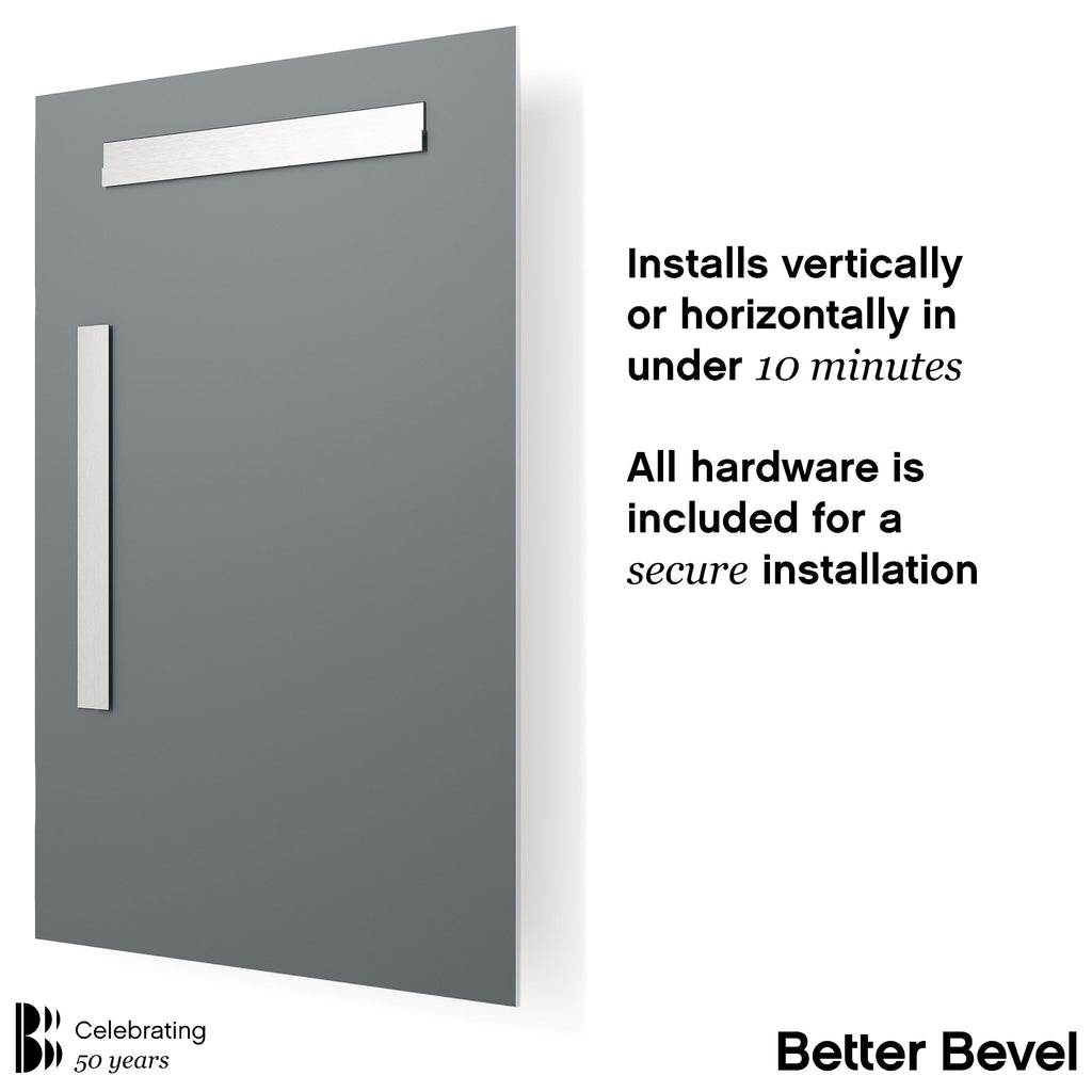 Frameless Rectangle Mirror, 22.5" x 34.5" Bathroom Wall Mirror w/Beveled Edge