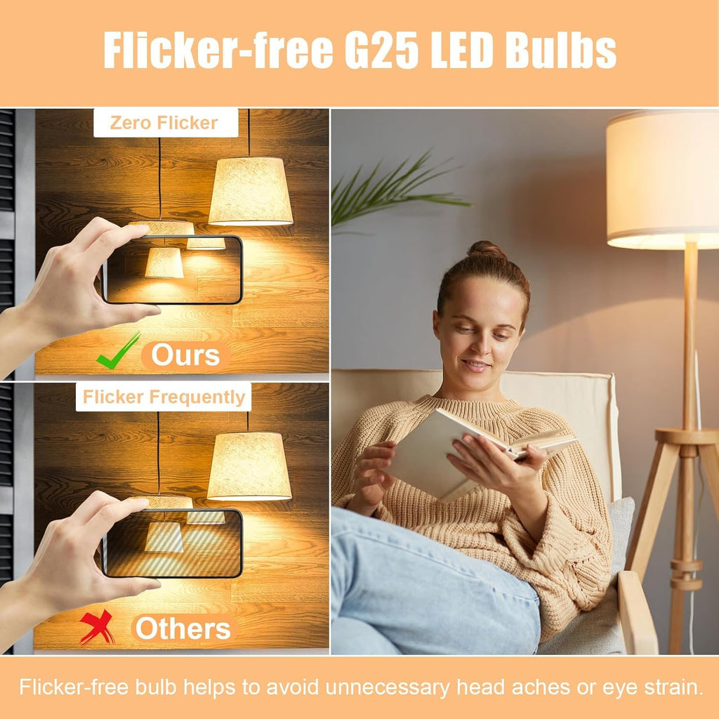 Vanity Globe Bathroom Light Bulbs 40W Equivalent 2700K Warm White