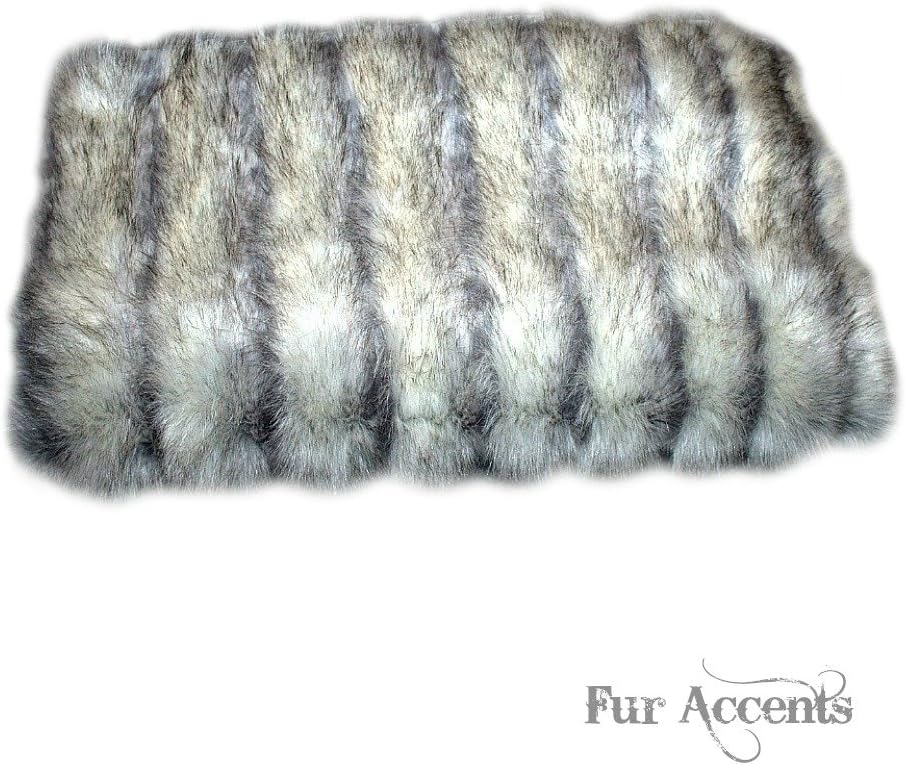Plush Gray Stripe Fox - Premium Quality Faux Fur - Designer Throw Blanket - Soft Minky Cuddle Fur Lining (3'x5')