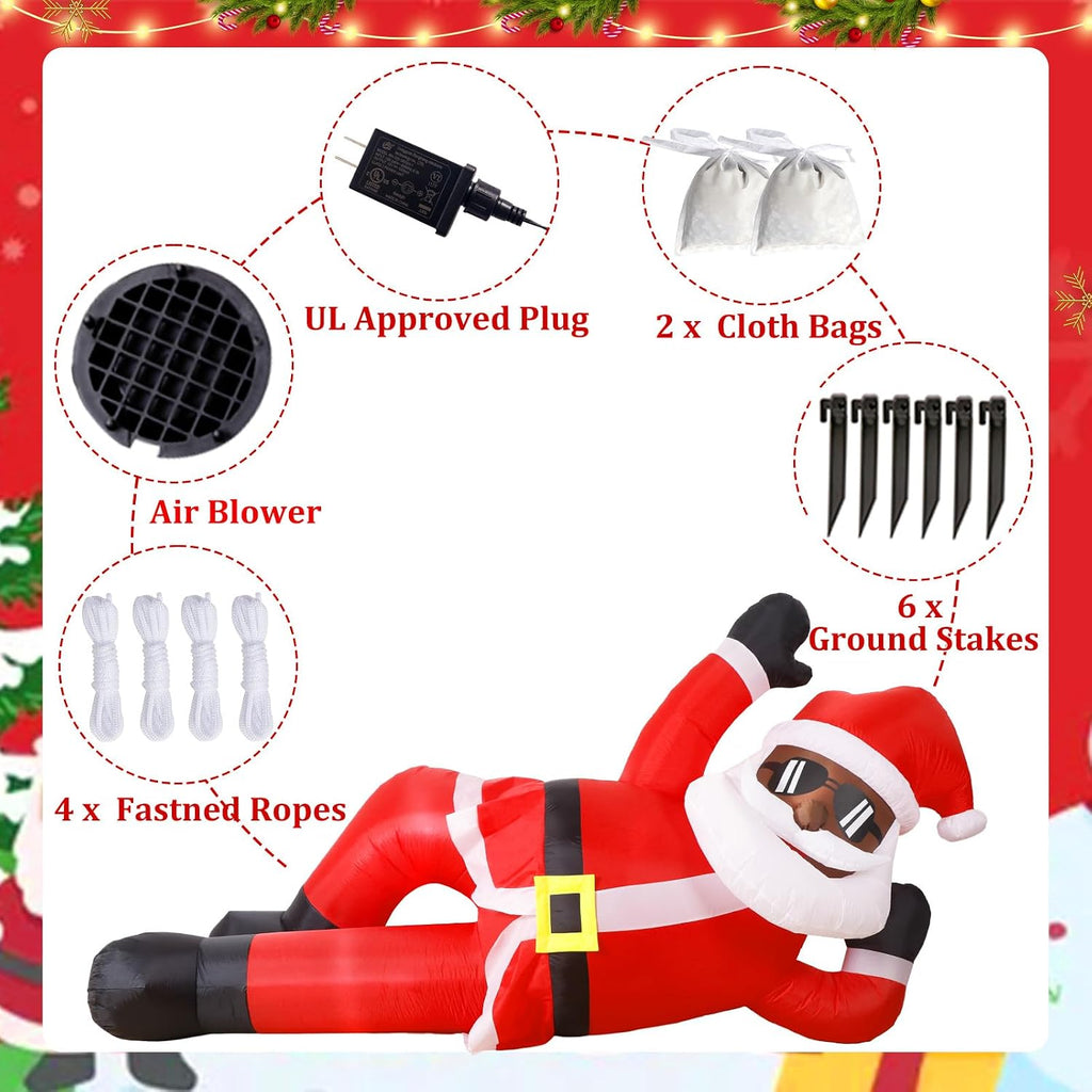 10FT Inflatable Santa, Christmas Inflatables Outdoor Yard Decor with Lights