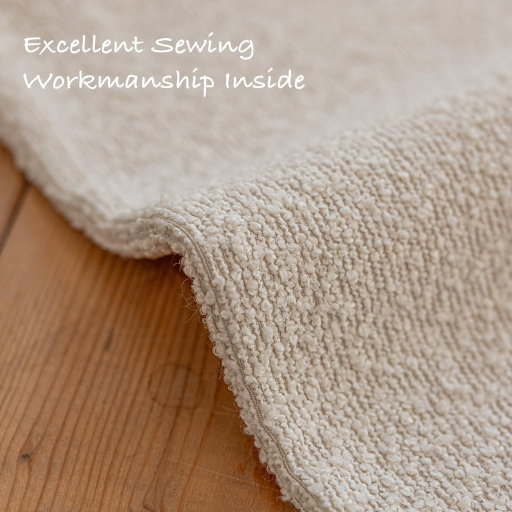 Decorative Throw Pillow Covers 22x22 Inch Pack of 2, Textured Boucle Neutral Cushion Cases for Bed Couch Sofa, Accent