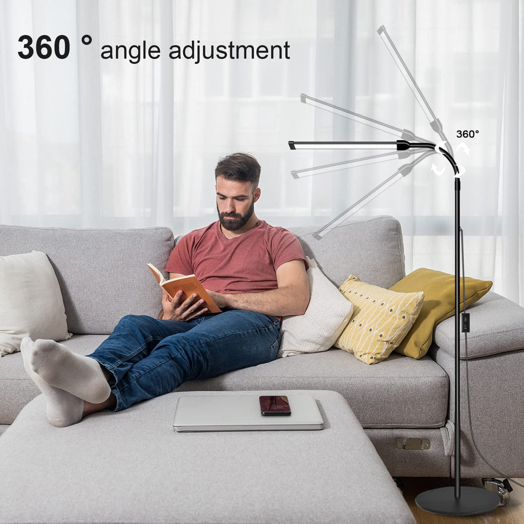 18W Tattoo Lamp 3000K-6000K Colors and Dimmable, Lash Light Makeup Light with USB Port 112 Bulls Led Floor Lamp