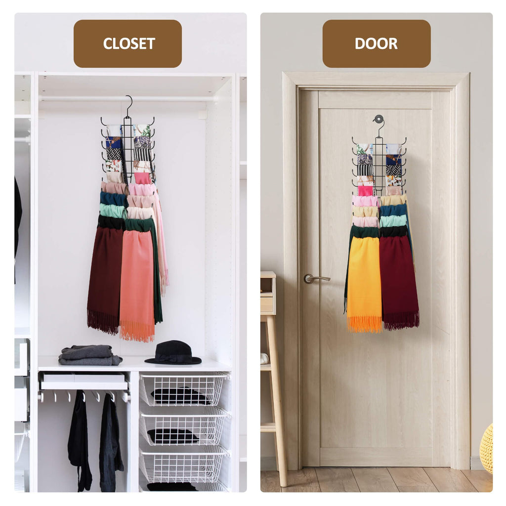 2 Pack Scarf Hanger, Scarf Organizer for Closet, Holds 40 Scarves