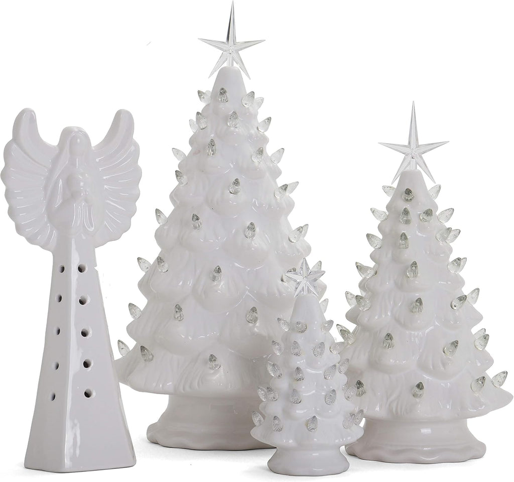 Ceramic Christmas Tree - Tabletop Tree with Lights - (15.5" White)