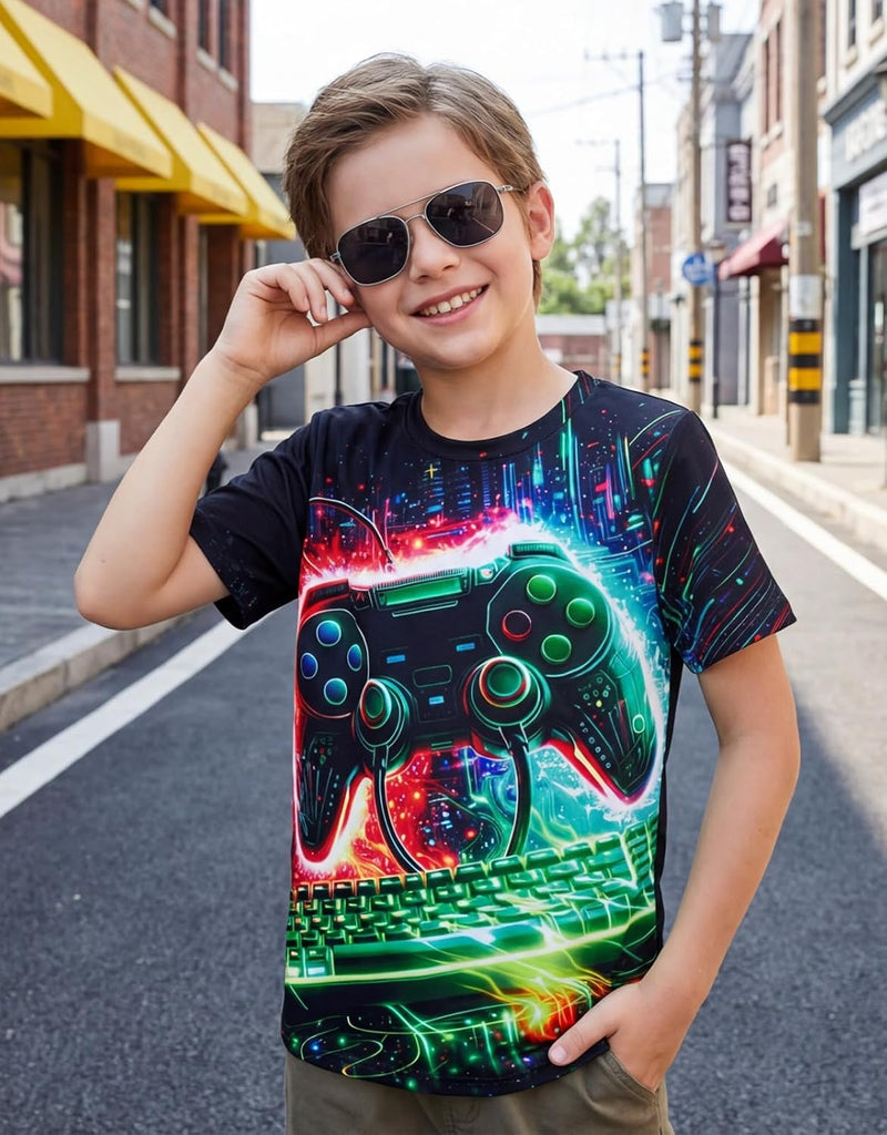 Boys Shirts 2 Pack 3D Graphic T Shirts Short Sleeve
