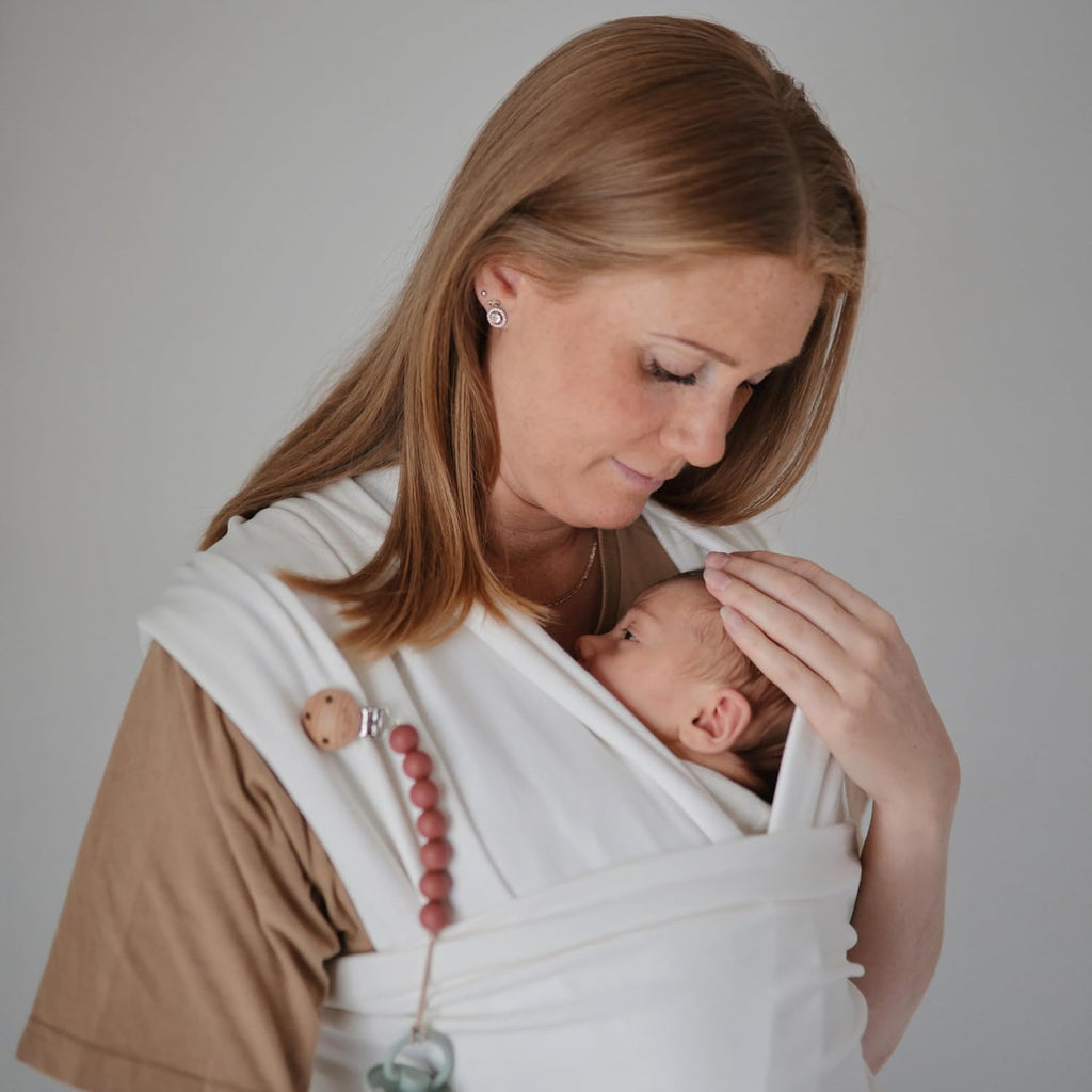 Baby Wrap Carrier | Organic Cotton and Elastane | Infant Sling for Newborn and Babies 8-35 lbs (Ivory)