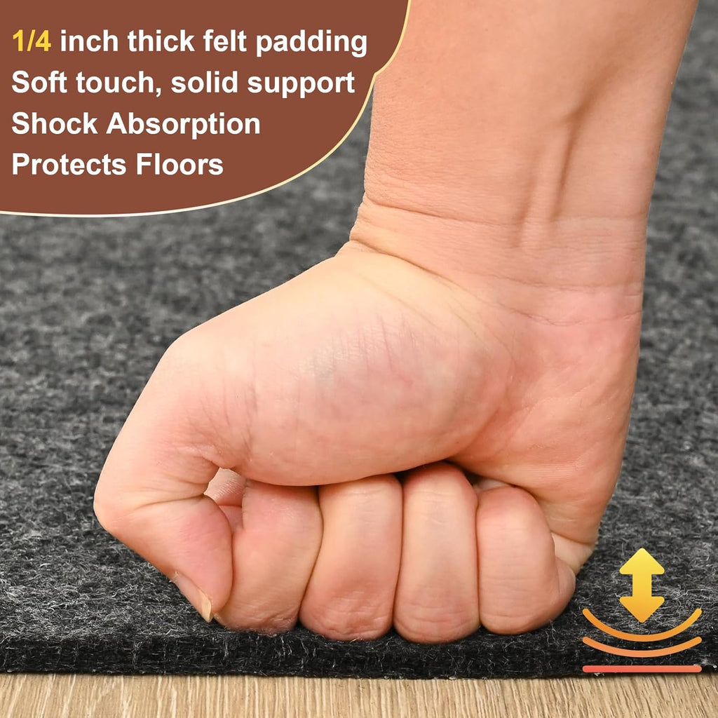 8x10 Feet Non Slip Rug Pad 1/4 inch Thick Felt and Silicone Backing, Dual Surface Cushion Rug Gripper for Hardwood