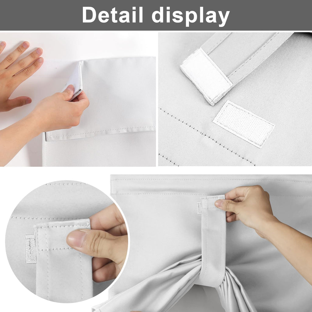 100% Blackout French Door Curtains, Wrinkle Free, Room Darkening, Blocks Light and Heat Through Glass. Drill-Free