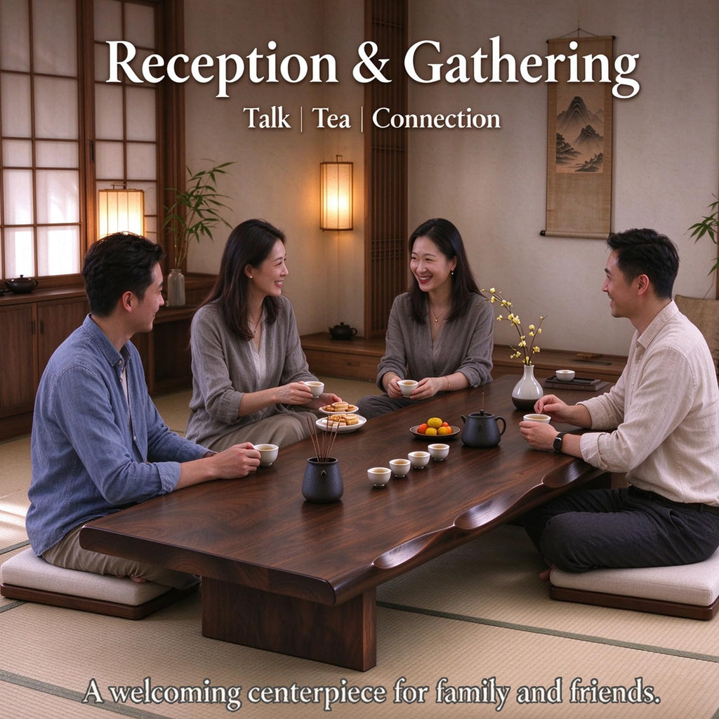 Solid Wood Japanese Low Floor Table Meditation Floor Sitting Altar Table for Living/Tea/Reception Room (Brown