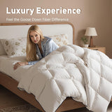 White Goose Feather Down Fiber Comforter Twin Duvet Insert Fluffy Hotel Comforter, Perfect for Your 