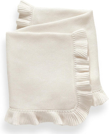 Knit Baby Blanket 40x30 for Boy & Girl Soft Swaddle Blanket (White)