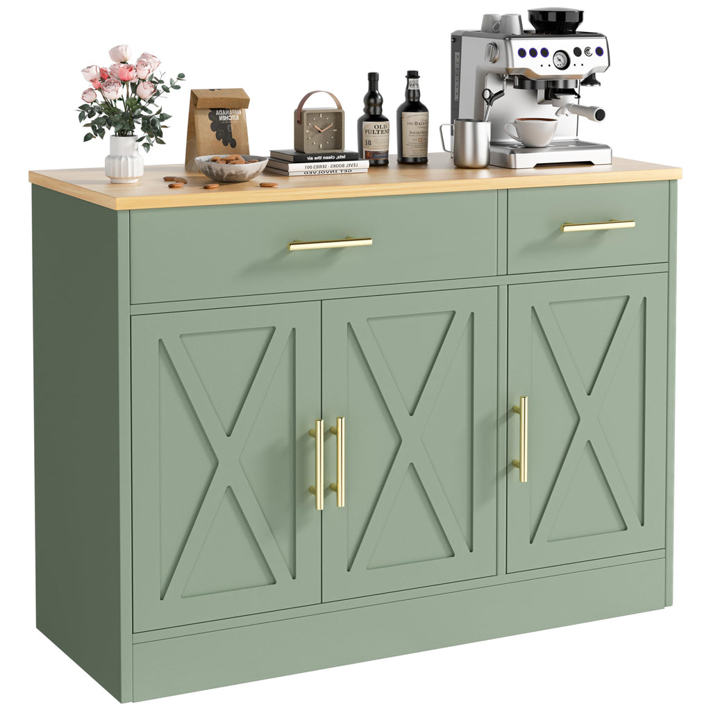 43" Farmhouse Sideboard Buffet Cabinet with Storage, Green