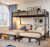 Twin Triple Bunk Bed for Kids, Teens,Adults, Metal Twin XL Bunk Beds for 3, 3 bunk Bed for 3 Kids, Adults（Heavy Metal
