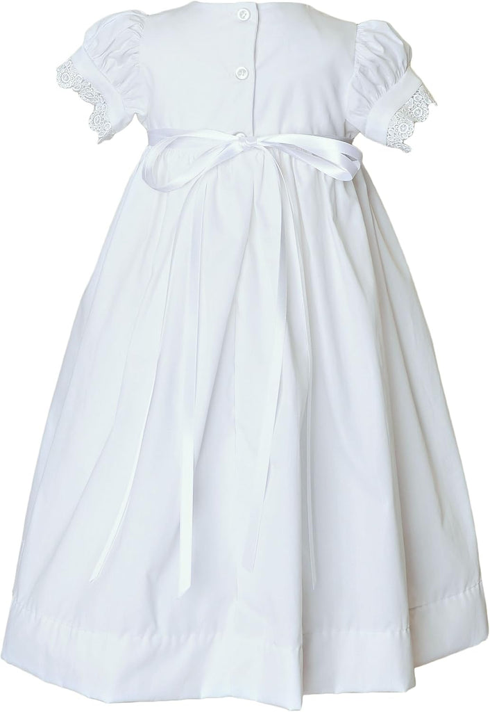 Eden Girls White 100% Cotton Piece Christening Baptism Gown