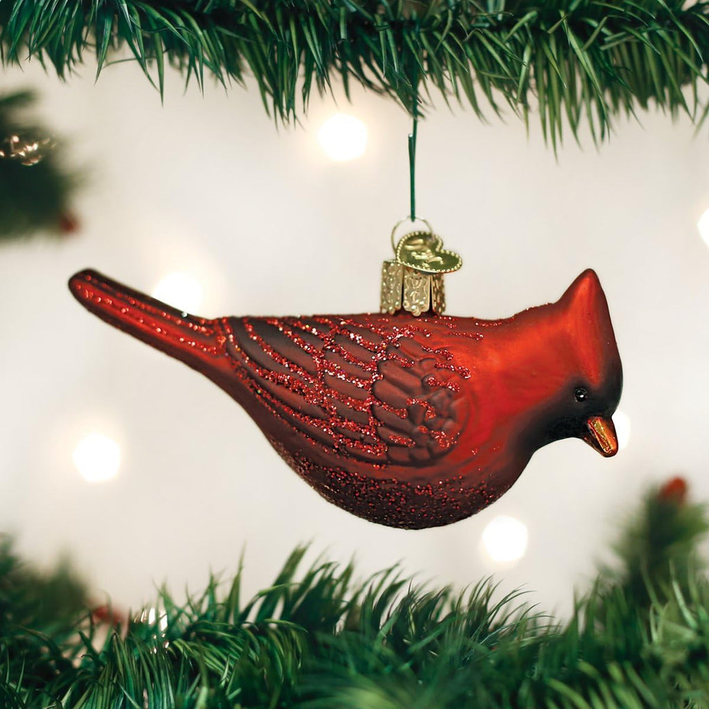 Ornaments: Bird Watcher Collection Glass Blown Ornaments,Northern Cardinal - Set of 4