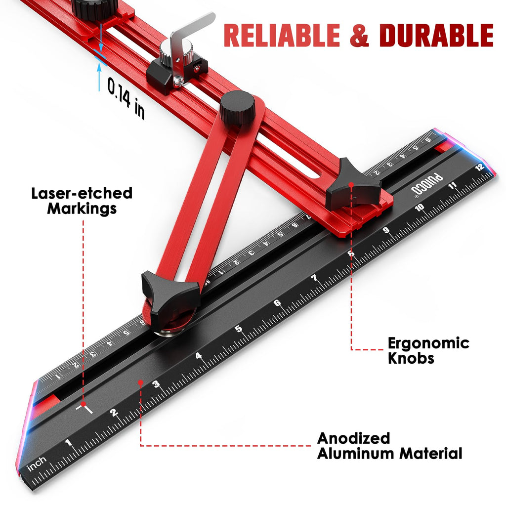 Stair Tread Template Tool with Triangular Brace and Edge Flip Stops